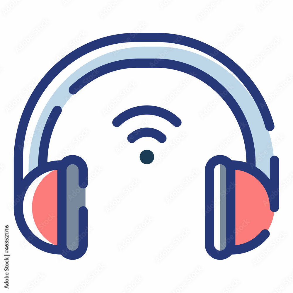 Wall mural headphone wireless wifi iot single isolated icon with dash or dashed line style