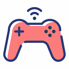 game control wireless joystick single isolated icon with dash or dashed line style
