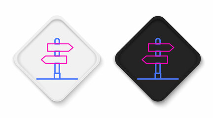 Obraz premium Line Road traffic sign. Signpost icon isolated on white background. Pointer symbol. Isolated street information sign. Direction sign. Colorful outline concept. Vector