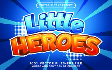 little heroes text. editable text effect cartoon style premium vectors