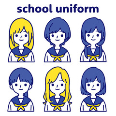 人物イラストセット_女子高生_ビタミンカラー