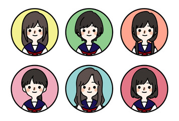 人物アイコンセット_女子高生