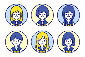 人物アイコンセット_女子高生