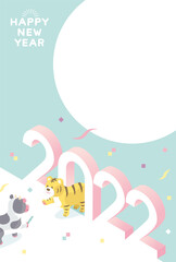 年賀状　2022　干支　寅	