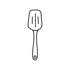 Spatula in outline style isolated on white background . Kitchen tool icon