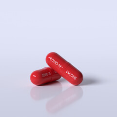 3d render vaccination, covid-19 pills vaccine.