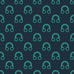 Green line Piercing icon isolated seamless pattern on blue background. Vector
