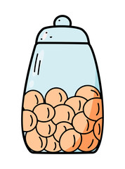 Cookie jar vector icon, chocolate chip cookies in a jar. vector illustration of a doodle
