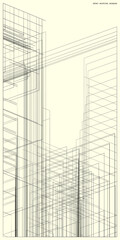 Fototapeta premium architectural abstract pattern of rectangles and lines. soft yellow background