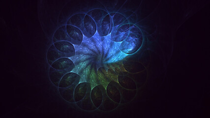 3D rendering abstract multicolor fractal light background