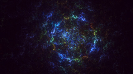 3D rendering abstract multicolor fractal light background