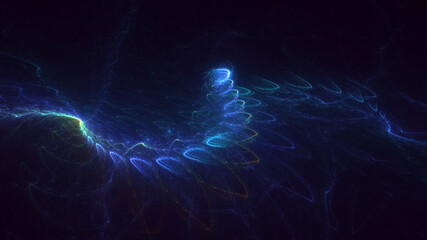 3D rendering abstract multicolor fractal light background