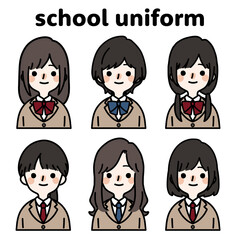 人物イラストセット_女子高生