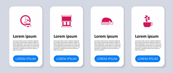 Set Chamomile tea, Sleeping hat, Window with curtains and Alarm clock. Business infographic template. Vector