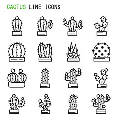 Cactus line icons