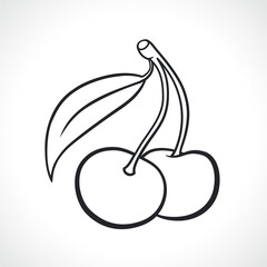 cherries black and white drawing