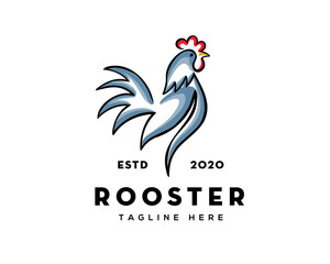 drawn line art color rooster stand out logo template illustration inspiration