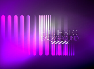 Bright neon color techno abstract background, shiny glowing neon lines in the dark background