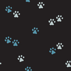 Fototapeta na wymiar vectpr seamless pattern with cute blue footprints