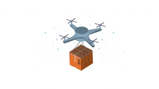 drone with box logistic animation