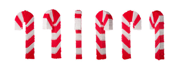 Set of candy cane pinata on white background
