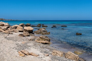 Fototapeta na wymiar Die Blaue Lagune im Akamas Nationalpark in der Region Paphos auf Zypern