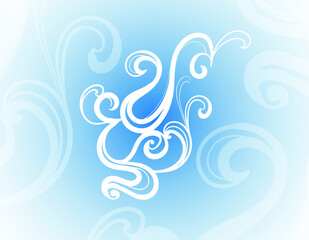 White Smoke Ornament with Sky Blue Water Color Background gives a Floral and Luxurious impression. Effective Organic. Suitable for decorating book covers, wall decorations, and so on