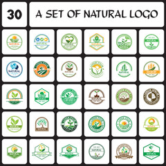 a set of agriculture logo , a set of natural logo