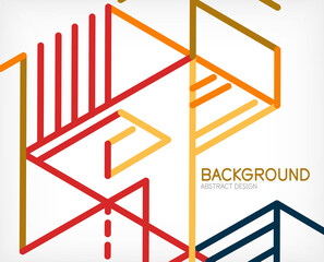 Abstract background. Color lines on white background. Linear abstract composition. Techno or business concept for wallpaper, banner, background, landing page