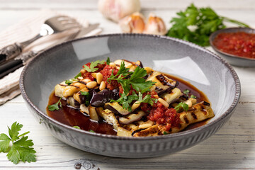 Grilled eggplant and sauce