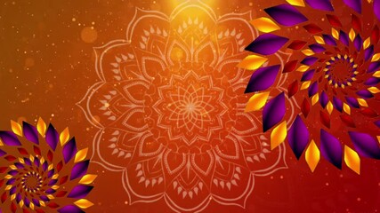 A Diwali or Deepawali greetings background with rotating colorful and golden mandalas. Dussehra, Ganesh Chaturthi, Durga puja, New year, Indian festival animated backdrop
