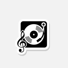 Gramophone sticker icon isolated on white background