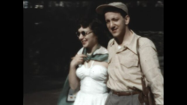 Young Couple Walk 1949 - A young couple enjoyes a walk.  