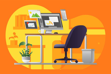 concept designer workplace themed vector