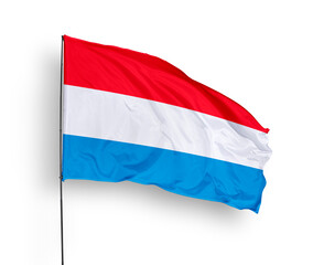Luxembourg flag isolated on white background. close up waving flag of Luxembourg. flag symbols of Luxembourg. Concept of Luxembourg.