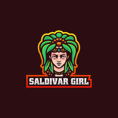 Vector Logo Illustration Tribal Girl Simple Mascot Style.