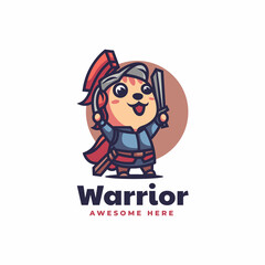 Vector Logo Illustration Cat Warrior Mascot Cartoon Style.
