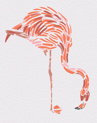 Obraz na płótnie Canvas abstract digital illustration with silhouette of a flamingo