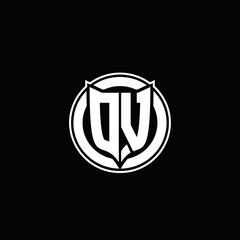 DV Logo monogram with shield and circluar shape design tamplate