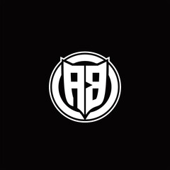 AB Logo monogram with shield and circluar shape design tamplate