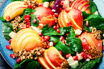 Homemade salad with apple,herbs and oatmeal