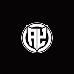 AY Logo monogram with shield and circluar shape design tamplate