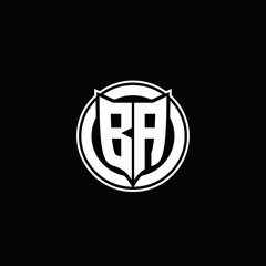 BA Logo monogram with shield and circluar shape design tamplate