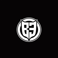 BE Logo monogram with shield and circluar shape design tamplate