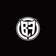 BF Logo monogram with shield and circluar shape design tamplate
