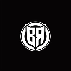 BR Logo monogram with shield and circluar shape design tamplate