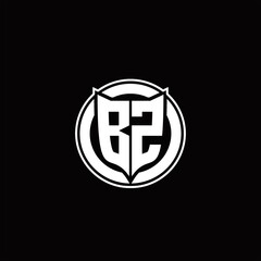 BZ Logo monogram with shield and circluar shape design tamplate