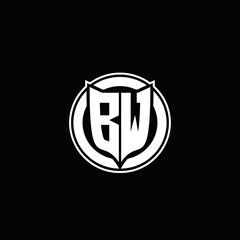 BW Logo monogram with shield and circluar shape design tamplate