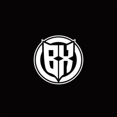 BX Logo monogram with shield and circluar shape design tamplate