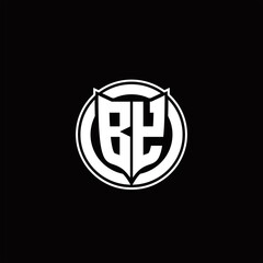 BY Logo monogram with shield and circluar shape design tamplate